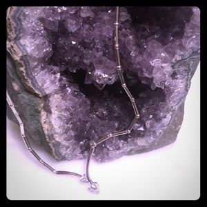 Sterling silver two crystal heart necklace